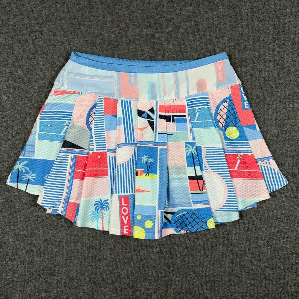 Lucky In Love Intuition Skirt Womens Small Blue Pleated Tennis Skort Pickleball